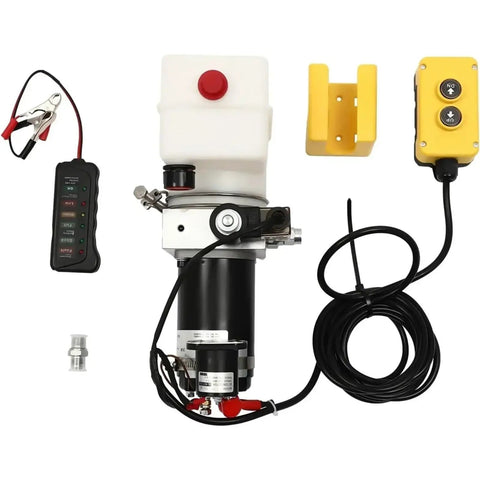 Heavy Duty 12V Electric Hydraulic Pump With Single Acting Power Source For Tipping Applications, featuring copper aluminum build and 1.5L tank.