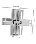 Invisible Folding Door Hinge Kit For Secret Doors Easy To Install Cross Hidden Hinges Dope Sturdy Alloy Construction Hidden Hardware For Bifold And Sliding Doors Durable Quick Install For Hidden Cabinets And Secret Door Projects front view showing measurements.