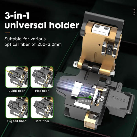 Pro Grade Auto Stability Fiber Optic Cleaver With 0.5 Degree Precision, 48,000 Blade Life, Built In Waste Bin, 250 Micron To 3.0 Mm Fiber And Flat Cable, Dual Fixture Design For Clean, Consistent Fiber Terminations