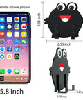Adhesive Hooks 4 Pack Cute Frog Wall Hooks For Damage Free Hanging next to smartphone for size comparison, black aluminum alloy.