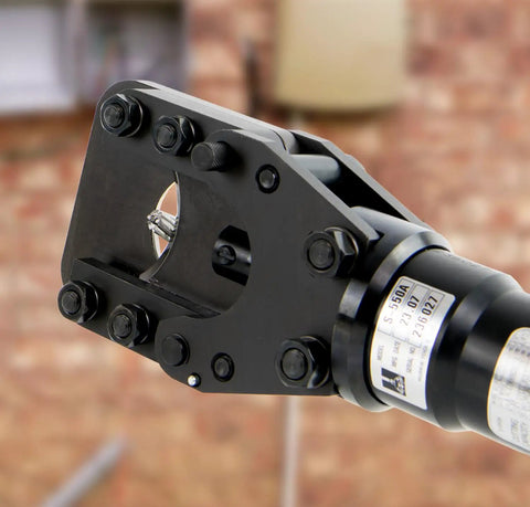 Manual Hydraulic Cutter For ACSR Copper Aluminum Up To 50mm Capacity 2 Inch Beefy Heavy Duty shown in close-up black finish