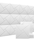 Twelve Piece Heavy Duty Acoustic Foam Wall Panels Crafted For Home Studios And Modern Workspaces Delivering Top Shelf Sound Dampening And Flame Retardant Coverage. White foam tiles arranged in a geometric pattern.