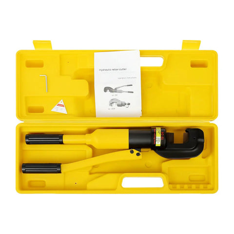 13 Ton Hydraulic Rebar Cutter Steel Saw Portable Bolt Cutters With Case Yellow Heavy Duty Iron Construction inside carrying case