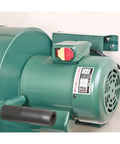 Close-up view of a 1 HP Wall Hanging Dust Collector For Woodworking Shops With A 4 Inch Inlet And A 13 And A Half Inch Dust Bag Prewired 110V.