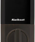 Keyless Entry SmartCode Touchpad Electronic Deadbolt With SmartKey, Satin Nickel Finish, modern smart lock front view.
