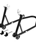 Heavy Duty Rear Swingarm Paddock Stand With Spool Mount, 500 Lb Capacity Wheel Lift For Sport Bikes, Black Powder Coat