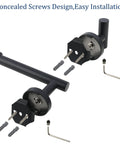 Matte Black Bathroom Hardware Set 3 Piece Premium Stainless Steel Wall Mount Kit with concealed screws shown during installation