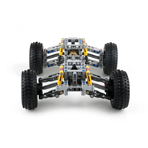 Front view of DIY Four Wheel Drive RC Car Chassis Kit With Independent Suspension System, Differential Gear, Steering Axle And Wheels.