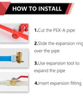 Installation steps for One Half Inch F1960 Expansion Rings Sleeves For Pex A Piping System Pack Of 100 EXP RING005 End Stop Certified