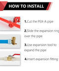Installation steps for Three Quarters Inch PEX A Expansion Rings Sleeves F1960 End Stop Kit For PEX A Tubing Compatible With All Brands