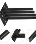 Heavy Duty Floating Shelf Brackets Set, T Shaped Iron Black Wall Shelf Supports, 4 Pack, hidden mounting close-up