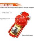 Battery Terminal Clamps Set For Positive And Negative Posts Pure Copper Quick Release Cable Ends with red PVC cover