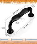Matte Black Cabinet Handles 30 Pack With 3 Inch Hole Centers 76mm Solid Zinc Alloy Kitchen Cupboard Drawer Pulls Product Measurements