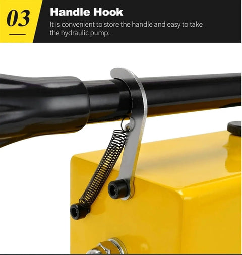 Portable Square Hydraulic Hand Pump High Pressure CP-800 2800CC manual oil jack handle hook detail for convenient storage.