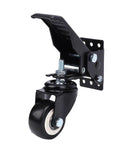 Hella Sturdy Workbench Casters Kit With Pedal Operated Lift Lower Mechanism, black swivel wheel with bracket, designed for smooth mobility.