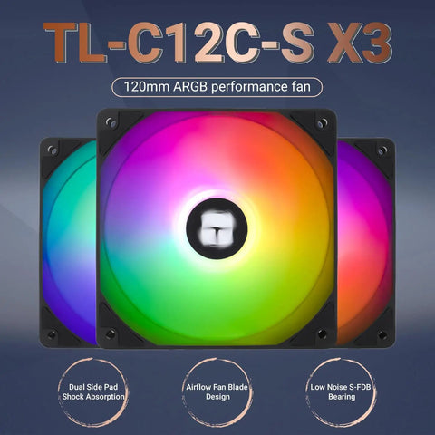 Three Pack 120mm ARGB CPU Case Fan With PWM 4 Pin Silent S FDB Bearing Up To 1550 RPM for Killer Airflow and Chill