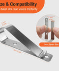 Stainless Steel Car Sun Visor Remote Clip Four Pack Secure Your Garage Door Opener Remote with size dimensions shown