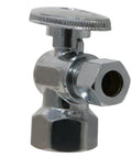 One Half Inch Female NPT to Three Eighths Inch OD Compression Angle Ball Valve, Two Piece Plumbing Fitting