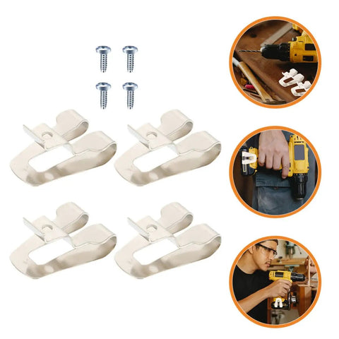 Heavy Duty Steel Belt Clip Hooks For Drill Drivers With Screws Rugged Tool Belt Clips For Secure On Site Tool Carry Rust Resistant Durable Replacement Clips That Stand Up To Tough Worksites, steel clip set