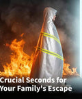 Person wearing Emergency Fireproof Hooded Cloak For Quick Fire Escape, Life Saver Silver Silicone Coated Fiberglass Fire Blanket 59 By 63 Inches