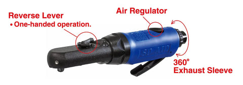 Sealed Flat Head Mini Ratchet Drive One Hand Reverse Lever One Quarter Inch Black And Blue Built To Last With Dust Proof
