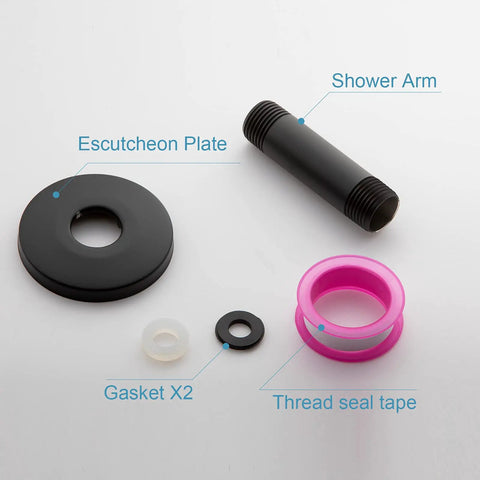 Shower Arm With Flange Ceiling Mount 3 Inch Straight Arm For Fixed Shower Head High Pressure Rain Matte Black Finish components