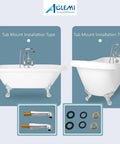 Clawfoot Tub Faucet With Handheld Spray And Spout, Double Lever Bathroom Mixer Tap, Vintage Victorian Telephone Shape Shower Set parts layout