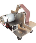 Professional Grade Mini Belt Sander Boasting A Sick Pure Copper Motor versatile electric polisher on a stainless steel base.