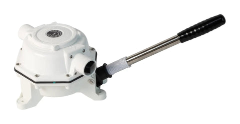 Manual Sanitation Pump For Bulkhead Mount On Boat, Delivers Up to 17 GPM, white and black, hand-operated, marine use