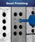 Two-pack vacuum-brazed diamond hole saws, 1/4-inch, for porcelain tile and stone, blue drill in use