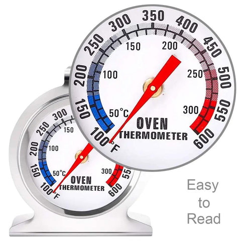 Large Dial Oven Thermometer Pack Of 2 With Dual Scale 50 To 300 C And 100 To 600 F for BBQ Baking Grilling Durable Steel Readable