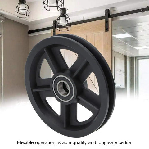 Sliding Door Pulley Kit For Barn Doors, Built Tough No Rust Track Roller Hardware With Zinc Alloy Wheels, 2 Pieces, Quiet Smooth Sliding, Black Finish, Easy To Install Barn Door Hanging Rail