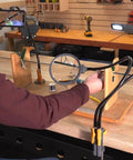 IQ Connect Pro Grade Hands Free Accessory System With Three Bench Mounts, Magnifying Glass, Rechargeable Work Light, Cell Phone Holder in use