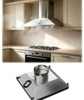 Top Shelf Stainless Steel Fume Hood Smoke Collector Designed For Welding Shop Dust Extraction With Rock Solid Heat Resistance And Quick Wipe Down Cleanup Built Last For Heavy Duty Use in a kitchen setting.