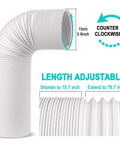 5.9 Inch To 6 Inch Portable AC Exhaust Hose, 78.7 Inch Length Universal Replacement With Counterclockwise Thread shown extended