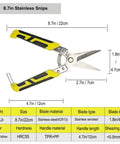 Eight Point Seven Inch Aviation Tin Snips For Heavy Duty Metal Cutting With Stainless Steel Blades And Ergonomic Grips, Serrated Edges