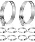 Heavy duty stainless steel hose clamps 3 to 4 inches kit, 10-piece set for fuel line, plumbing, and automotive use.