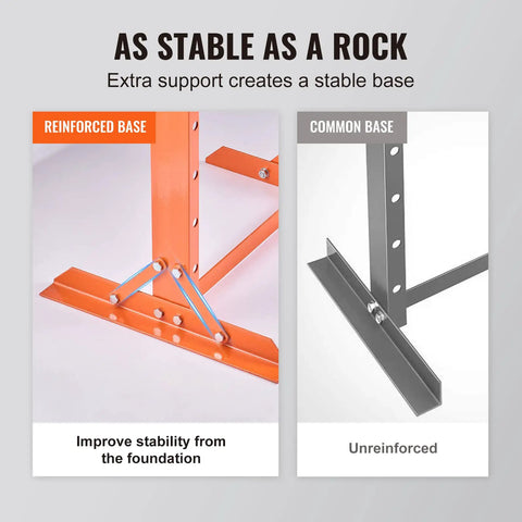 Comparison of reinforced and common base for Beast 12 Ton Hydraulic Shop Press With H Frame, highlighting structural stability.