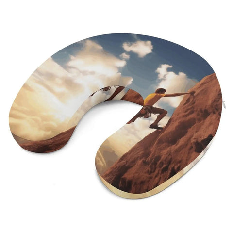 Rock Climbing Inspired Travel Pillow For Neck Support Ergonomic U Shaped Memory Foam Pillow with climber design
