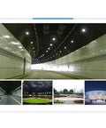 Image showing multiple outdoor settings illuminated by JUDYSSY Home Floodlight, Led Tunnel Light for stadium and tunnel lighting.