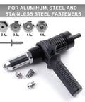 Top Tier Electric Rivet Tool Adapter Set Fits Cordless Drill With Alloy Steel Head And 2.4-4.8mm Capacity For Low Noise Diy Jobs And Pro Projects That Hit Smooth, for aluminum, steel fasteners
