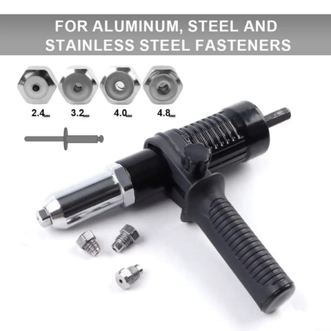 Top Tier Electric Rivet Tool Adapter Set Fits Cordless Drill With Alloy Steel Head And 2.4-4.8mm Capacity For Low Noise Diy Jobs And Pro Projects That Hit Smooth, for aluminum, steel fasteners