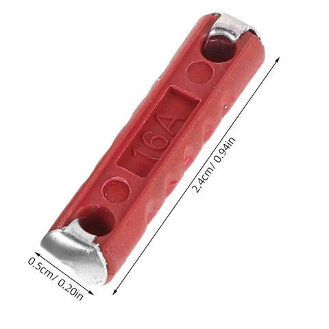 Single 16A fuse with red casing from European Type Classic Car Fuse Kit 60 Piece Set For Vintage Vehicles With 5A 8A 10A 16A 25A And 40A Fuses 