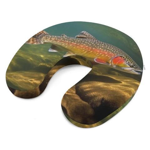 Brook Trout Fly Fishing Travel Pillow U Shaped Neck Pillow For Airplane Car Office Comfort With Memory Foam Fill