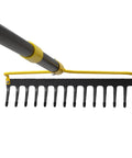 Heavy Duty Metal Garden Rake for Leaves and Lawn, 12 Prongs, 14 Inch Wide, Adjustable Handle, Rustproof Iron Head, Skidproof Grip