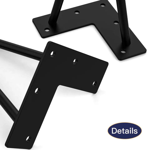 Close-up of 10 Inch Black Hairpin Furniture Legs 4 Pieces Heavy Duty Metal Table Desk Legs With Screws And Bonus Rubber Floor Protectors