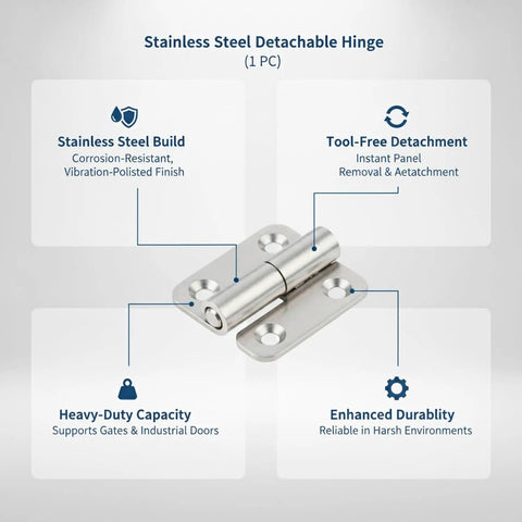 Detachable Gate Hinge With Stainless Steel Lift Off Design For Heavy Doors And Access Panels In A Silver Finish One Pack Tough Durable