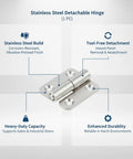 Beefy 304 Stainless Steel Detachable Hinge For Heavy Gates And Industrial Doors With Lift Off Pivot and smooth polish