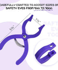 Foolproof Safety Eyes Jig Pliers For Doll Faces, purple tool for 5mm to 30mm safety eyes, durable plastic construction.