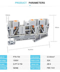 10 Pack Of Durable Gray Push In Din Rail Terminal Blocks Featuring Tool Free Quick Connect Three Wire Contacts For Zero Hassle Cable Splicing And Top Shelf Panel Upgrade Swaps dimensions displayed with technical specifications.